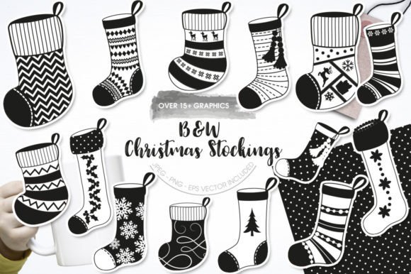 B W Christmas Stockings: Bold Illustrations for Festive Brands