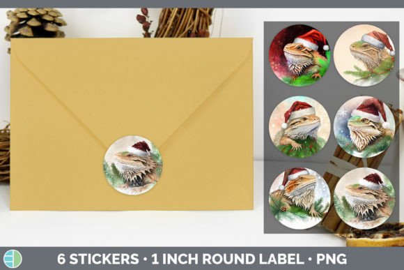 Bearded Dragon Christmas Stickers Stic: Festive Illustrations