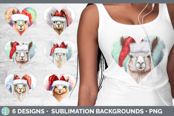 Christmas Alpaca Hearts Clipart Sublim: Festive Illustrations