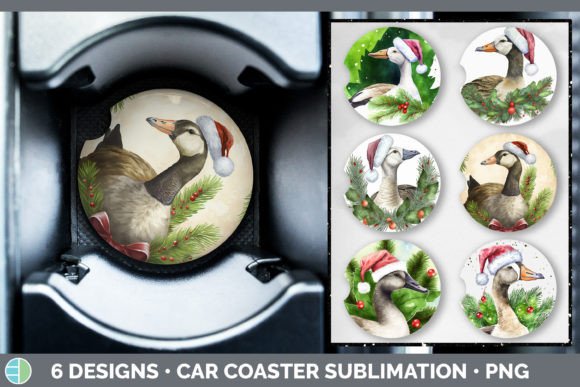 Christmas Barn Goose Coaster: Festive Illustrations