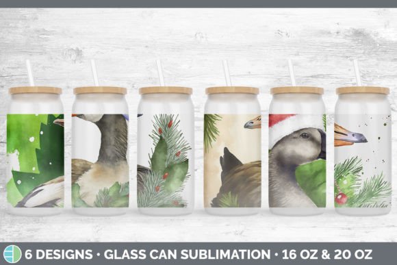 Christmas Barn Goose Glass Can Sublima Illustrations Review