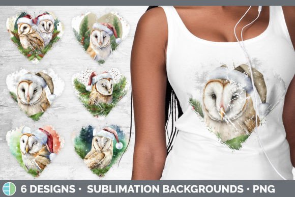 Christmas Barn Owl Heart Distressed Clip for Illustrations