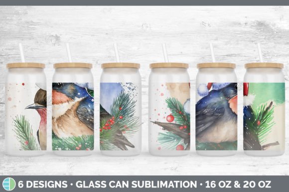 Christmas Barn Swallow Glass Can Subli: Festive Illustrations