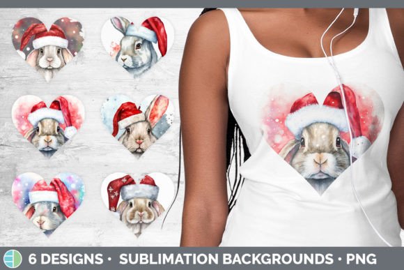 Christmas Bunny Hearts: Festive Illustrations for Brands