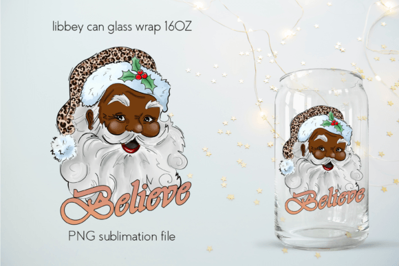 Christmas Retro Blask Santa Glass Can: Illustrations Review