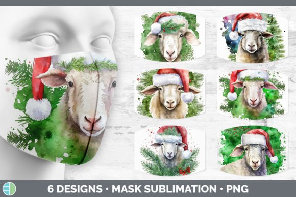 Christmas Sheep Mask Bundle: Festive Illustrations
