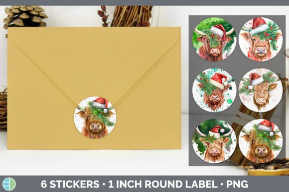 Highland Cow Christmas Stickers: Festive Illustrations