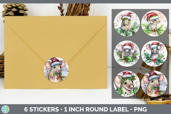 Mouse Christmas Stickers: Festive Illustrations for Crafts