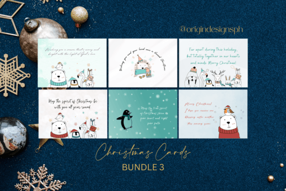 Reviewing Christmas Cards-Printable 3 Illustrations
