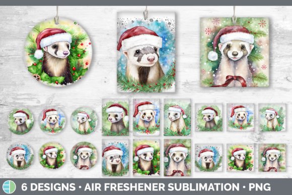 Santa Ferret Air Freshener: Festive Illustrations