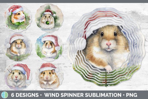 Santa Hamster Wind Spinner: Festive Illustrations