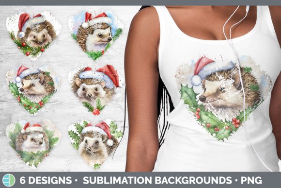 Santa Hedgehog Christmas Heart Distresse Illustrations Review