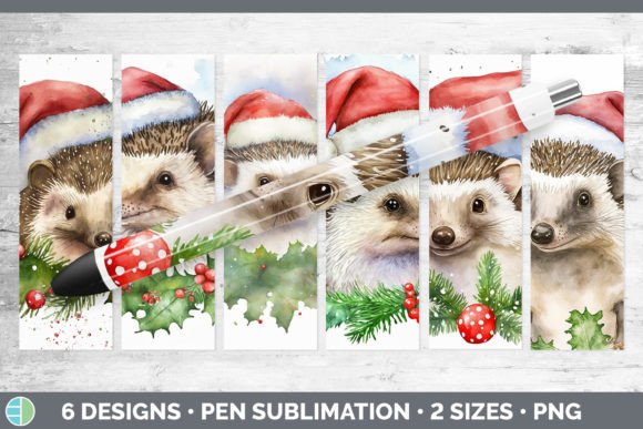 Santa Hedgehog Christmas Pen Wraps Epo: Festive Illustrations