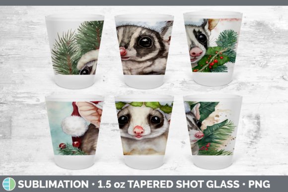 Santa Sugar Glider Christmas Shot Glass: Festive Illustrations